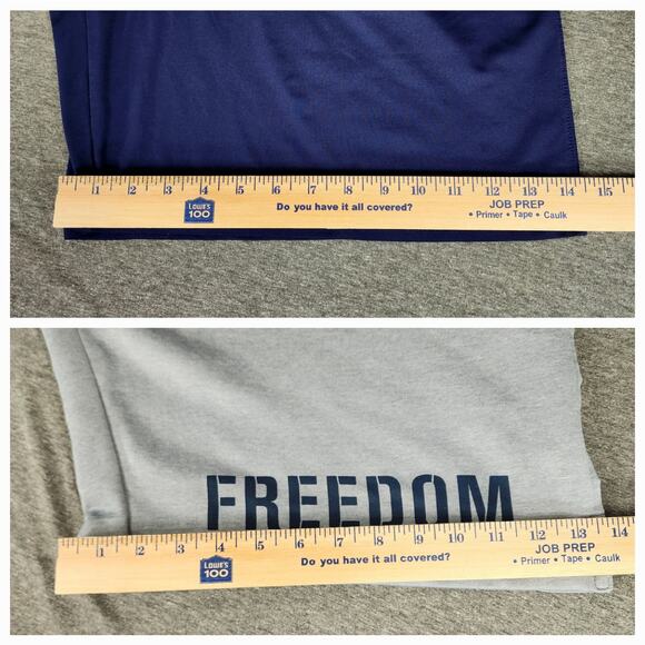 2 Pair Under Armour Shorts sz XL Men Loose Fit Blue White Freedom Spellout 9-10" - Picture 8 of 12